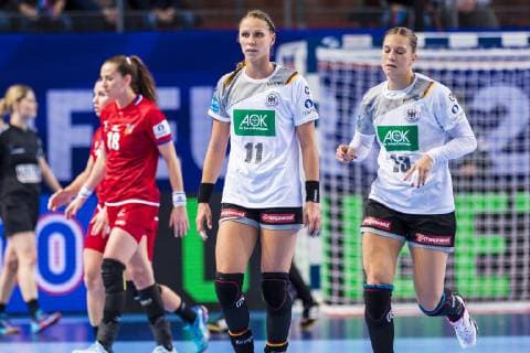 Handball Women European Championship Germany Czech Republic Preliminary Round Group D 3 Matchday in the Brest Arena v li Iveta Luzumova Czech Republic Thuringia HC Xenia Smits Germany Metz Julia Behnke Germany Metzingen Brest Arena Brest France