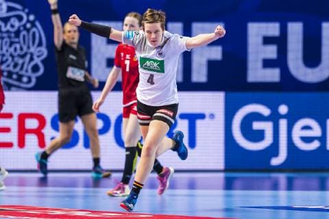 Handball Women European Championship Germany Czech Republic Preliminary Round Group D 3 Matchday in the Brest Arena Alina Grijseels Germany Dortmund Jubel Jubel Freude Emotion Torjubel Torschuetze Torschütze Brest Arena Brest France