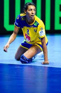 181206 Jamina Roberts of Sweden looks dejected during the EHF European WomenÕs Handball Championship match between Sweden and Montenegro on Dec 6 2018 in Nantes Photo Ludvig Thunman BILDBYRN kod LT 35565  Copyright: LUDVIGxTHUNMAN BB181206LT092