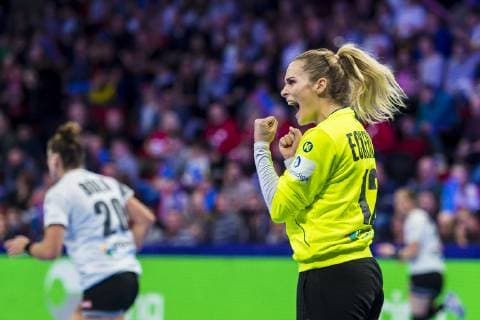 Handball Women European Championship Spain Germany Main Round Group 2 1 Matchday at the Palais des Sports Torhueterin Dinah Eckerle Germany SG BBM Bietigheim Jubel Freude Emotion Nancy Palais des Sports Jean Weille France