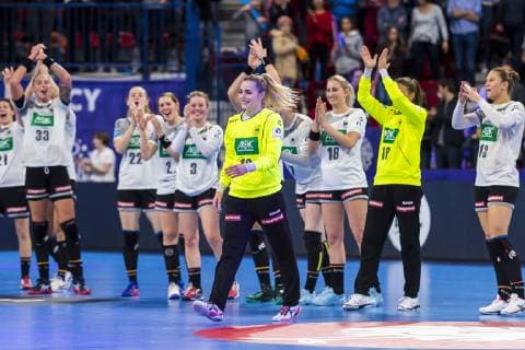 Handball Women European Championship Spain Germany Main Round Group 2 1 Matchday at the Palais des Sports Player of the Match Goalkeeper Dinah Eckerle Germany SG BBM Bietigheim Nancy Palais des Sports Jean Weille France
