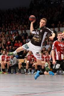 Handball Handball 2 League 2018 2019 Handball Sportverein Hamburg vs VfL Lübeck Schwartau Christopher Rix Hamburg successful goalscoring Sporthalle Hamburg Hamburg Hamburg