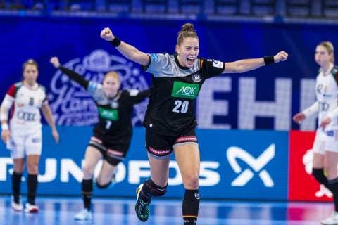 Handball Women European Championship Hungary Germany Main Round Group 2 2 Matchday at the Palais des Sports Emily Boelk Bölk Germany Thueringer HC Jubel Freude Emotion Torjubel Torschuetze Torschütze Nancy Palais des Sports Jean Weille France