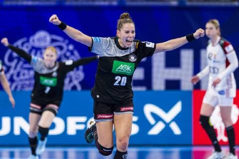 Handball Women European Championship Hungary Germany Main Round Group 2 2 Matchday at the Palais des Sports Emily Boelk Bölk Germany Thueringer HC Jubel Freude Emotion Torjubel Torschuetze Torschütze Nancy Palais des Sports Jean Weille France