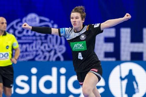 Handball Women European Championship Hungary Germany Main Round Group 2 2 Matchday at the Palais des Sports Alina Grijseels Germany Dortmund Jubil Freude Emotion Torjubilel Torschuetze Torschütze Nancy Palais des Sports Jean Weille France
