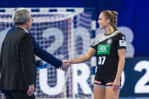 Handball Women European Championship Hungary Germany Main Round Group 2 2 Matchday at the Palais des Sports Alicia Stolle Germany Thueringer HC Player of the Match Nancy Palais des Sports Jean Weille France