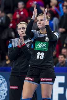 Handball Women European Championship Hungary Germany Main Round Group 2 2 Matchday at Palais des Sports v li Goalkeeper Dinah Eckerle Germany SG BBM Bietigheim Julia Behnke Germany Metzingen dissatisfied disappointed disappointed down frustrated Nancy Palais des Sports Jean Weille France