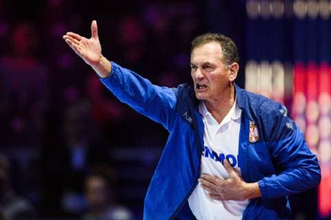 181209 Zivojin Maksic head coach of Serbia during the EHF European WomenÕs Handball Championship match between Serbia and Russia on December 9 2018 in Nantes Photo Ludvig Thunman BILDBYRN kod LT 35568  Copyright: LUDVIGxTHUNMAN BB181209LT083