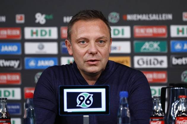 07 12 2018 HDI Arena Hannover Press Conference Hannover 96 with Horst Heldt and Andre Breitenreiter in picture Andre Breitenreiter Trainer Hannover Press Conference Hannover 96