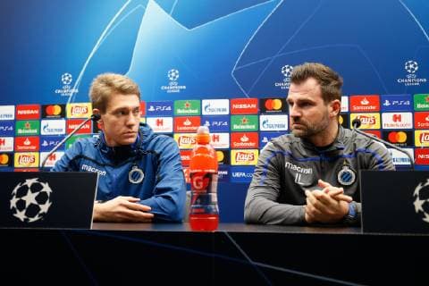 Club s goalkeeper Ethan Horvath and Club Brugge s head coach Ivan Leko pictured during a press conference PK Pressekonferenz of Belgian soccer team Club Brugge KV, Monday 10 December 2018 in Brugge. Tomorrow Club will meet Spanish club Athletico Madrid on the sixth and last day of the UEFA Champions League, in group A. BRUNOxFAHY  x05487078x