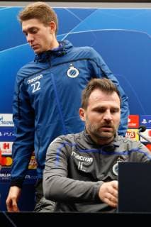 Club s goalkeeper Ethan Horvath and Club Brugge s head coach Ivan Leko pictured during a press conference PK Pressekonferenz of Belgian soccer team Club Brugge KV, Monday 10 December 2018 in Brugge. Tomorrow Club will meet Spanish club Athletico Madrid on the sixth and last day of the UEFA Champions League, in group A. BRUNOxFAHY  x05487079x