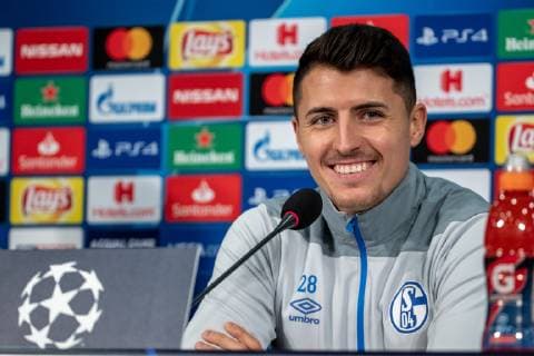 10 12 2018 Soccer Season 2018 2019 Champions League 6 Matchday Press Conference Final Training FC Schalke 04 Alessandro Schöpf FC Schalke 04 Gelsenkirchen Veltins Arena Germany