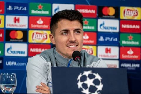 10 12 2018 Soccer Season 2018 2019 Champions League 6 Matchday Press Conference Final Training FC Schalke 04 Alessandro Schöpf FC Schalke 04 Gelsenkirchen Veltins Arena Germany