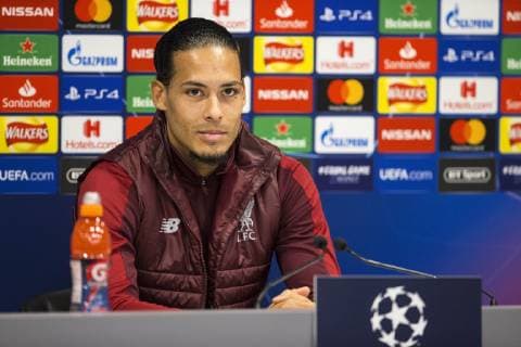 10th December 2018, Anfield, Liverpool, England, UEFA Champions League football, Liverpool versus Napoli press conference PK Pressekonferenz Virgil van Dijk of Liverpool listens to a question about tomorrow night s match  ActionPlus12086600 DavidxBlunsden