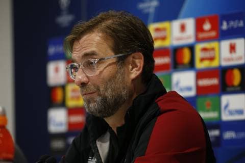 10th December 2018, Anfield, Liverpool, England, UEFA Champions League football, Liverpool versus Napoli press conference PK Pressekonferenz Liverpool manager Jurgen Klopp speaking to the media during today s press conference at Anfield ahead of tomorrow s Champions League match against Napoli  ActionPlus12086608 AlanxMartin