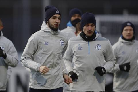 10 12 2018 Football season 2018 2019 Champions League 6 matchday press conference final training FC Schalke 04 v l Nabil BENTALEB FC Schalke 04 Benjamin STAMBOULI FC Schalke 04 Gelsenkirchen Veltins Arena Germany