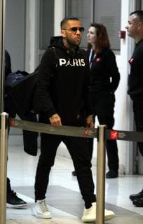10.10.2018 Belgrade(Serbia) Men s football Dani Alves(C) FC Paris Saint-Germain arrival at airport Nikola Tesla : 