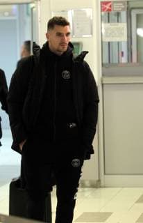 10.10.2018 Belgrade(Serbia) Men s football Thomas Meunier FC Paris Saint-Germain arrival at airport Nikola Tesla : 