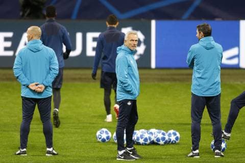 Bert van Marwijk of PSV (C) during a training session prior to the UEFA Champions League group B match between Internazionale Milan and PSV Eindhoven at Stadio Giuseppe Meazza on December 10, 2018 in Milan, Italy UEFA Champions League 2018 2019 xVIxVIxImagesx xJeroenxPutmansxIVx 13039793