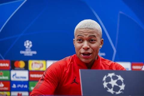 10th December 2018, Rajko Mitic Stadium, Belgrade, Serbia; UEFA Champions League football, Red Star Belgrade versus Paris Saint-Germain press conference PK Pressekonferenz Kylian Mbappe of Paris Saint-Germain faces the media  ActionPlus12086679 NikolaxKrstic