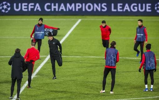 10th December 2018, Rajko Mitic Stadium, Belgrade, Serbia; UEFA Champions League football, Red Star Belgrade versus Paris Saint-Germain press conference PK Pressekonferenz The players of Paris Saint-Germain during the training session  ActionPlus12086687 NikolaxKrstic