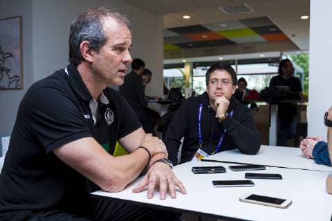Nancy France 10 December 2018 EHF EM 2018 Media Day Training Trainer Henk Groener Germany in discussion with the press Nancy France