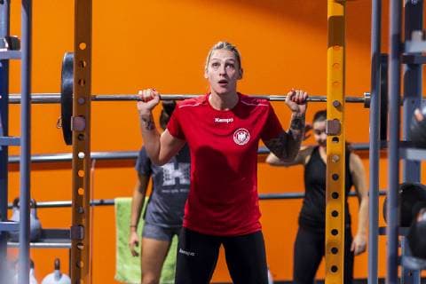 Nancy France 10 December 2018 EHF EM 2018 Media Day Training Luisa Schulze Germany Bietigheim at strength training Nancy France