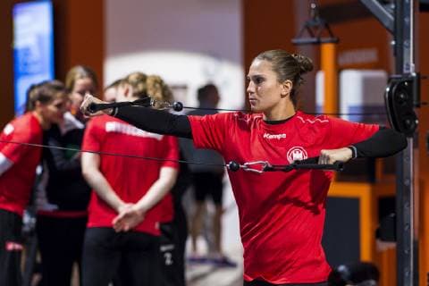 Nancy France 10 December 2018 EHF EM 2018 Media Day Training Julia Behnke Germany Metzingen at strength training Nancy France