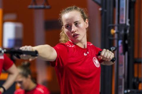 Nancy France 10 December 2018 EHF EM 2018 Media Day Training Maren Weigel Germany Metzingen at strength training Nancy France