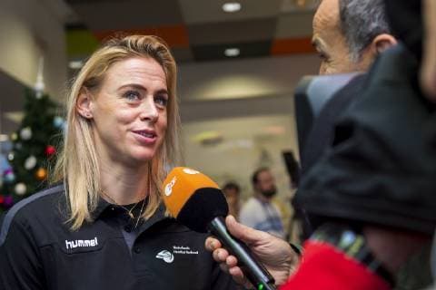 Nancy France 10 December 2018 EHF EM 2018 Media Day Training Maura Visser Netherlands Bietigheim on ZDF Interview Nancy France