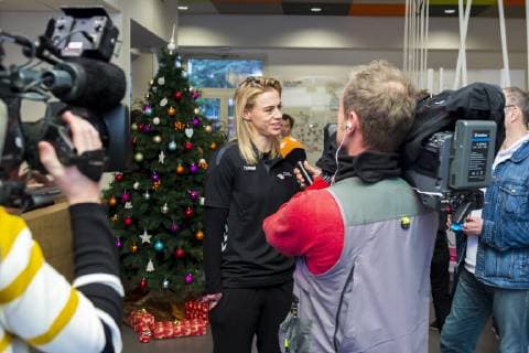 Nancy France 10 December 2018 EHF EM 2018 Media Day Training Maura Visser Netherlands Bietigheim on ZDF Interview Nancy France
