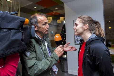 Nancy France 10 December 2018 EHF EM 2018 Media Day Training Laura van der Heijden Netherlands Bietigheim on ZDF Interview Nancy France