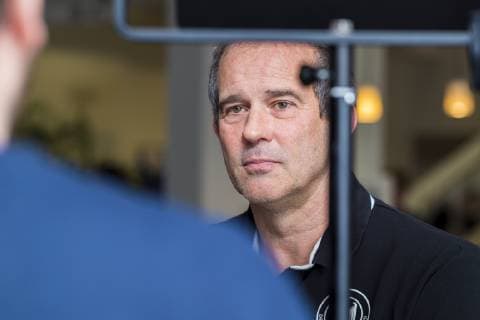 Nancy France 10 December 2018 EHF EM 2018 Media Day Training Trainer Henk Groener Germany on TV Interview Nancy France