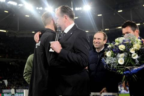 Official farewell of Benedikt Höwedes locomotive Moscow and Jefferson Farfan locomotive Moscow at the Champions League game season 2018 19 FC Schalke 04 locomotive Moscow Copyright Thomas Pakusch Copyright: Thomas Pakusch