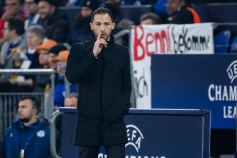 11 12 2018 xkvx Football UEFA Champions League FC Schalke 04 Lok Moscow emspor v l Coach Domenico Tedesco S04 Schalke 04 gives instruction gesticulated with arms gesticulate gives instructions gesticulate DFL DFB REGULATIONS PROHIBIT ANY USE OF PHOTOGRAPHS as IMAGE SEQUENCES and or QUASI VIDEO Gelsenkirchen