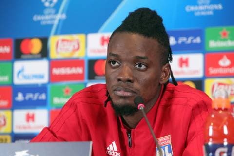 Forward Bertrand Traore of Olympique Lyonnais attends a pre-match news conference ahead of the UEFA Champions League Group F Matchday 6 game against FC Shakhtar Donetsk, Kyiv, capital of Ukraine, December 11, 2018. The fixture is due to take place at the NSC Olimpiyskiy in the Ukrainian capital at 22:00 local time on December 12. Ukrinform Lyon?s news conference before UCL encounter with Shakhtar  Copyright: xPavloxBagmutx