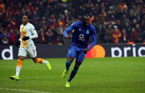 Porto s Moussa, Marega celebrate goal during Galatasaray - Porto Uefa Champions League Game at Turk Telekom Arena, Istanbul, 11th Dec. 2018  Copyright: TolgaxAdanali 16205141
