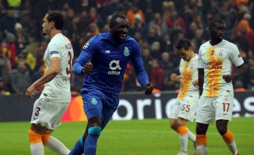 Porto s Moussa, Marega celebrate goal during Galatasaray - Porto Uefa Champions League Game at Turk Telekom Arena, Istanbul, 11th Dec. 2018  Copyright: TolgaxAdanali 16205144