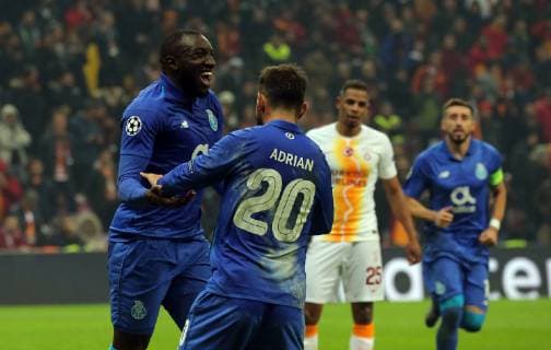 Porto s Moussa, Marega celebrate goal during Galatasaray - Porto Uefa Champions League Game at Turk Telekom Arena, Istanbul, 11th Dec. 2018  Copyright: TolgaxAdanali 16205150