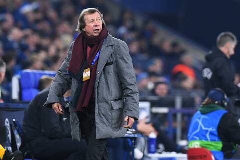 Football Champions League Group Phase 6 Matchday FC Schalke 04 Locomotive Moscow on 11 12 2018 in the Veltins Arena in Gelsenkirchen Yuri Semin Head coach Moscow DFL Regulations prohibit any use of photographs as image sequences and or quasi video xRx