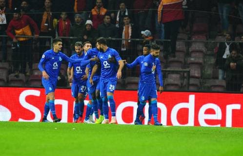 Porto Players celebrates for Felipe s goal during the Champions League group D match between Galatasaray and Porto at Turk Telkom Stadium n Istanbul , Turkey on December 11 , 2018. 