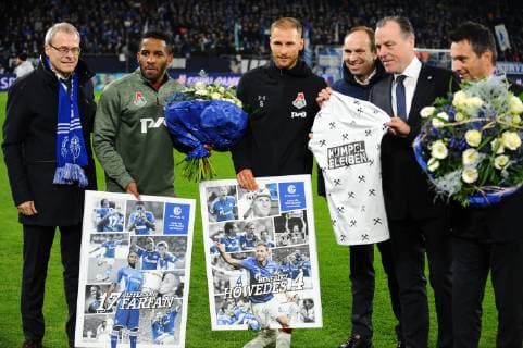 Gelsenkirchen Germany 11 12 2018 UEFA Champions League 2018 19 Season Back Round Group Phase Group D 6 Matchday FC Schalke 04 Lok Moscow Farewell Jefferson Farfan LOK and Benedikt Hoewedes LOK DeFodi521