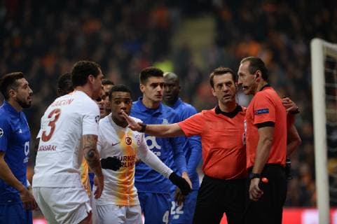 Referee Aleksei Kulbakov during the Champions League group D match between Galatasaray and Porto at Turk Telkom Stadium n Istanbul , Turkey on December 11 , 2018. 