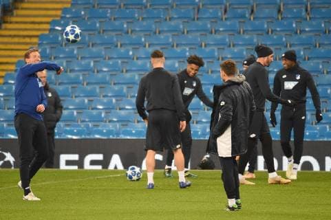 11 12 2018 xmeix Football UEFA Champions League TSG 1899 Hoffenheim Press conference Final training emspor v l Hoffenheims coach Julian Nagelsmann TSG 1899 Hoffenheim with the Hoffenheim team DFL DFB REGULATIONS PROHIBIT ANY USE OF PHOTOGRAPHS as IMAGE SEQUENCES and or QUASI VIDEO Manchetser prio:1