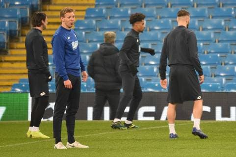 11 12 2018 xmeix Football UEFA Champions League TSG 1899 Hoffenheim Press conference Final training emspor v l Hoffenheims coach Julian Nagelsmann TSG 1899 Hoffenheim with the Hoffenheim team DFL DFB REGULATIONS PROHIBIT ANY USE OF PHOTOGRAPHS as IMAGE SEQUENCES and or QUASI VIDEO Manchetser prio:1