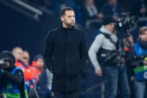 11 12 2018 xkvx football UEFA Champions League FC Schalke 04 Lok Moscow emspor v l coach Domenico Tedesco S04 Schalke 04 gives instruction gesticulated with arms gesticulate gives instructions gesticulatea DFL DFB REGULATIONS PROHIBIT ANY USE OF PHOTOGRAPHS as IMAGE SEQUENCES and or QUASI VIDEO Gelsenkirchen