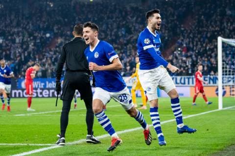 11 12 2018 xkvx Football UEFA Champions League FC Schalke 04 Lok Moskau emspor v l Goal celebration celebrate the goal to 1 0 by Alessandro Schoepf S04 Schalke 04 DFL DFL REGULATIONS PROHIBIT ANY USE OF PHOTOGRAPHS as IMAGE SEQUENCES and or QUASI VIDEO Gelsenkirchen