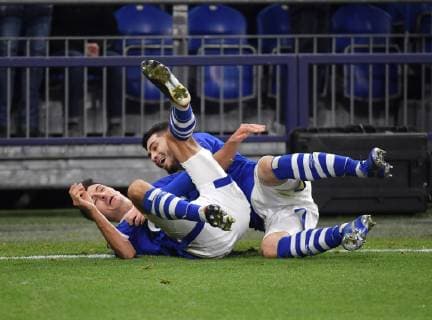 11 12 2018 Football UEFA Champions League Season 2018 2019 Preliminary Round 6 Matchday FC Schalke 04 Locomotive Moscow Cheers Alessandro Schoepf Alessandro Schöpf FC Schalke 04 li and Suat Serdar FC Schalke 04 Team2