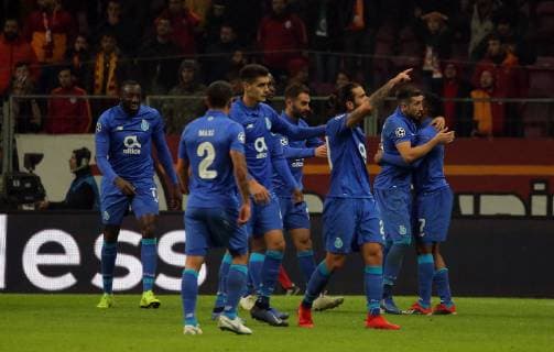 Porto players celebrate goal during Galatasaray - Porto Uefa Champions League Game at Turk Telekom Arena, Istanbul, 11th Dec. 2018  Copyright: TolgaxAdanali 16205248