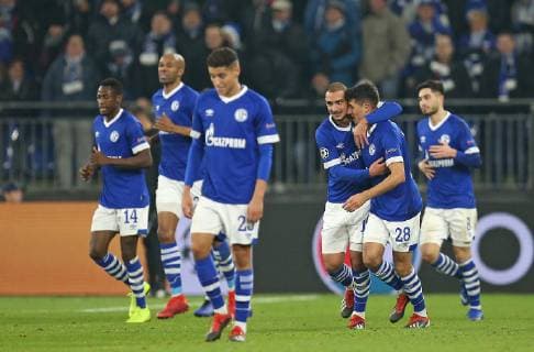 11 12 2018 Football UEFA Champions League 2018 2019 Group stage 6 Matchday FC Schalke 04 Locomotive Moscow in the VELTINS Arena Gelsenkirchen Jubilee Schalke 04 to the goal of 1 0 DFL and DFB regulations prohibit any use of photographs as image sequences and or quasi video